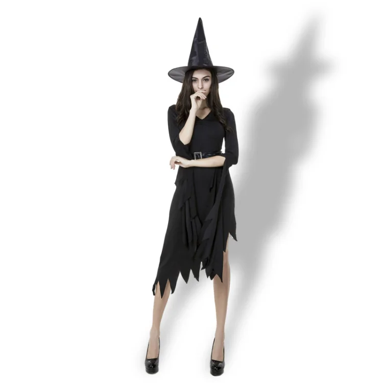Umorden черное платье ведьмы с неровными кисточками женский костюм колдуньи для костюмированной вечеринки взрослый необычный костюм для вечеринки на Хэллоуин