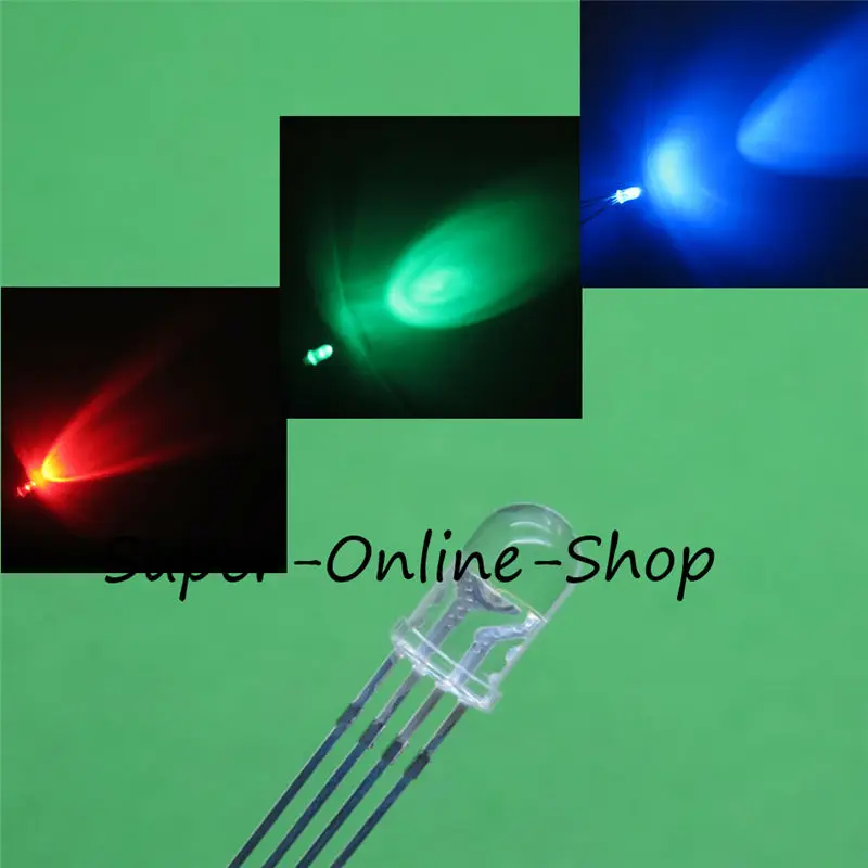 20 шт. LED 5 мм RGB общий катод 4PIN Tri Цвет Красный Зеленый Синий 4 Шпильки светящиеся