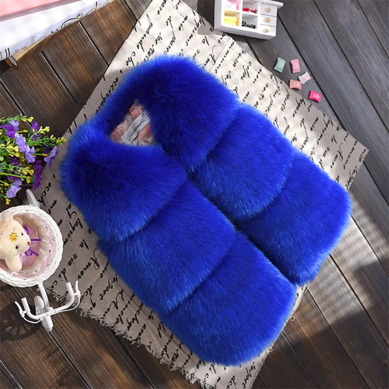 Retail New Children Casual Faux Fur Waistcoats Girls Fashion Solid Color Vests Baby Girl Version Waistcoat Boys Warm Vest | Детская