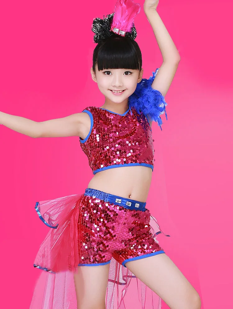 Детский костюм для девочек одежда джазовых танцев танцевальное платье с