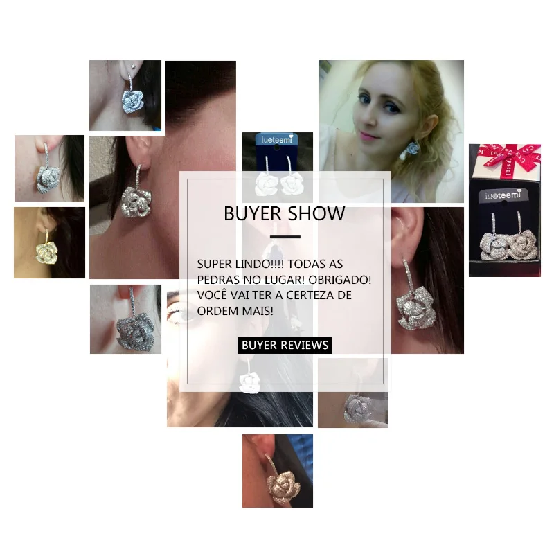 LUOTEEMI благородные женские белого золота цветной многослойный большая роза цветок