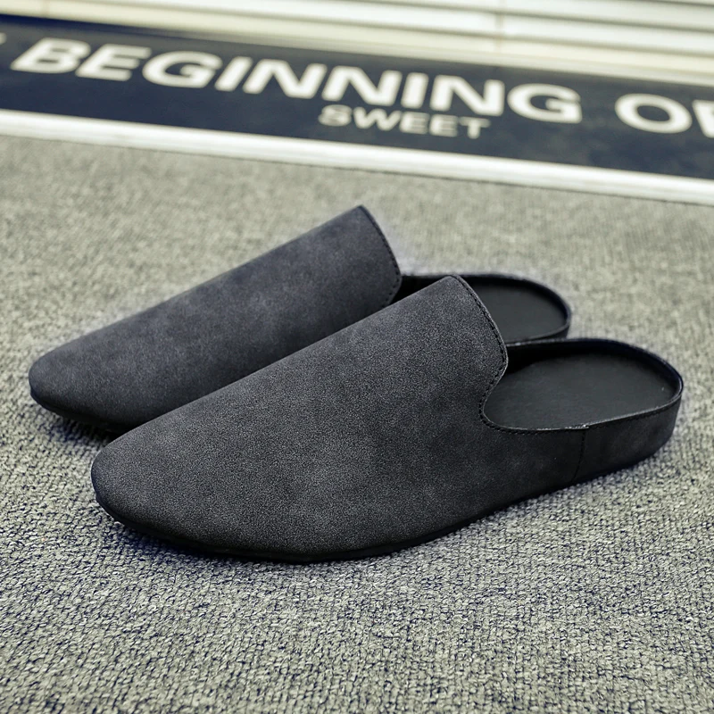 Брендовые тапочки замшевая кожаная обувь Мужская Летняя Повседневная Домашняя