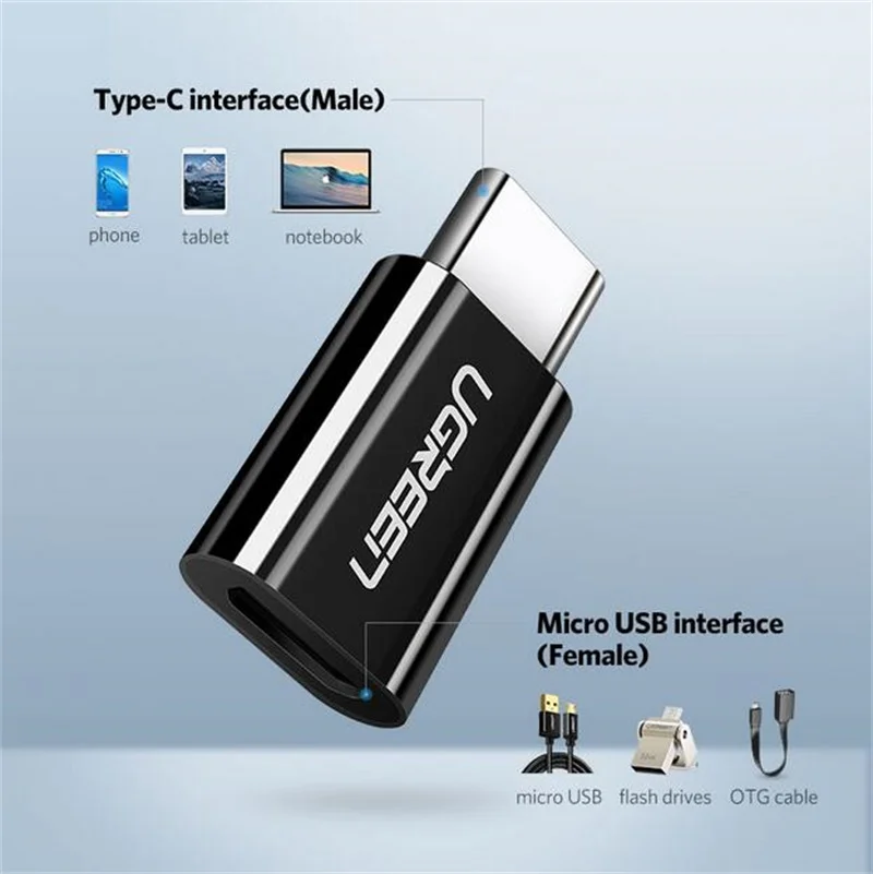 Ugreen otg type c adapter micro usb to usb c adapter charging cable converter for Samsung s9 huawei oneplus xiaomi usb c adapter