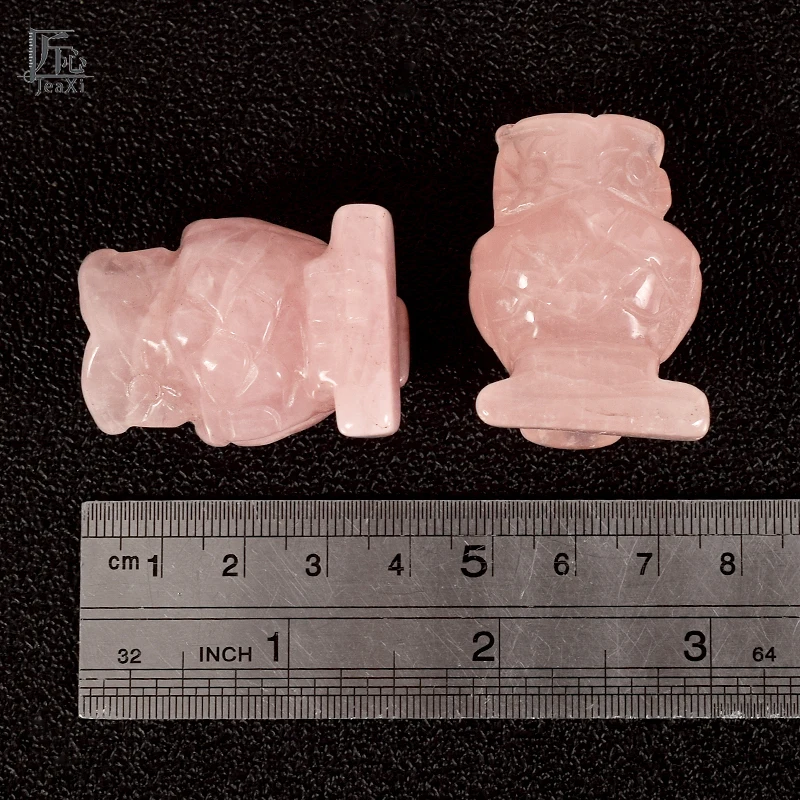 Натуральный розовый кварц миниатюрная фигурка совы ручной работы резная мини