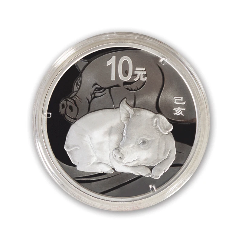Китай 2019 lunar животного свиньи 30 г Серебряная монета доказательство с COA и коробка