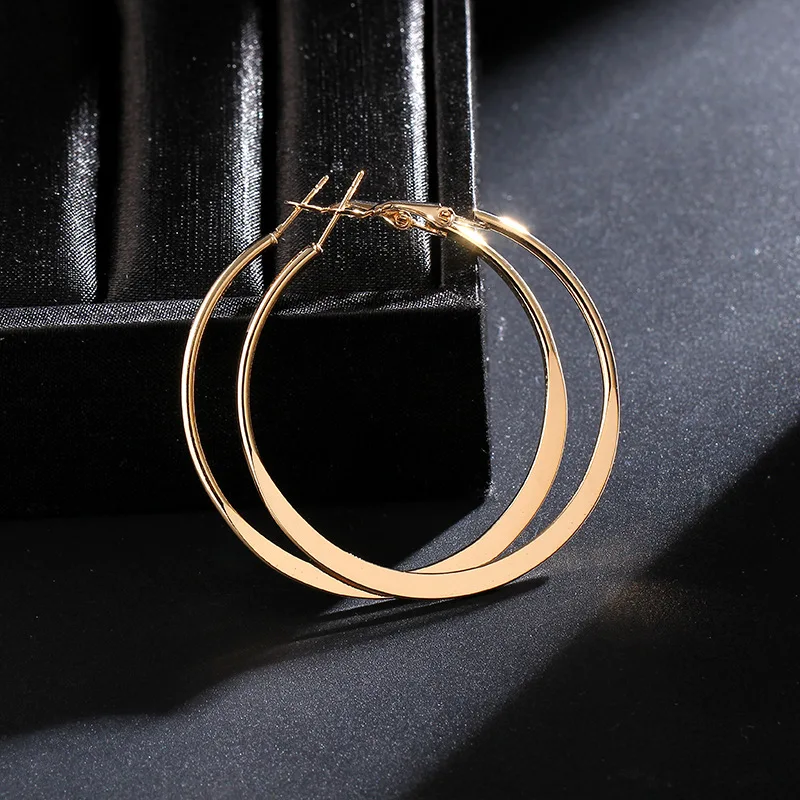 Большие круглые серьги-кольца в стиле панк для женщин золотые серьги-петли