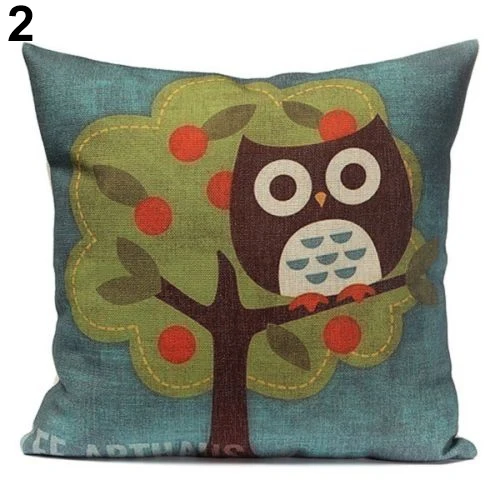 2015 новый квадратный хлопок холст симпатичные наволочка сова цифровой