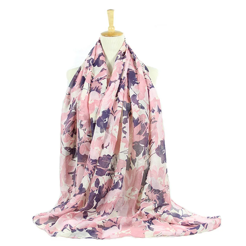 Осенне зимняя Цветочная вискозная шаль в стиле ретро шарф с принтом длинный
