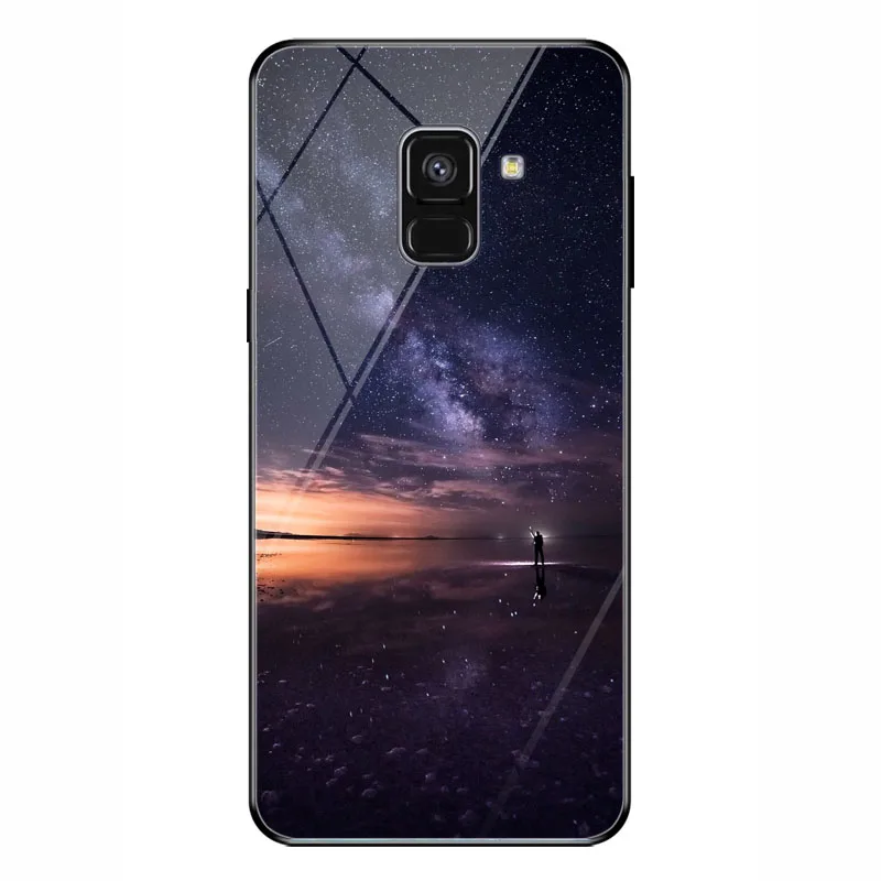 Звездное небо Футляр для телефона 5,6 дюйма для samsung Galaxy A5 A8 закаленное стекло чехол для samsung Galaxy A8 Plus 6,0"