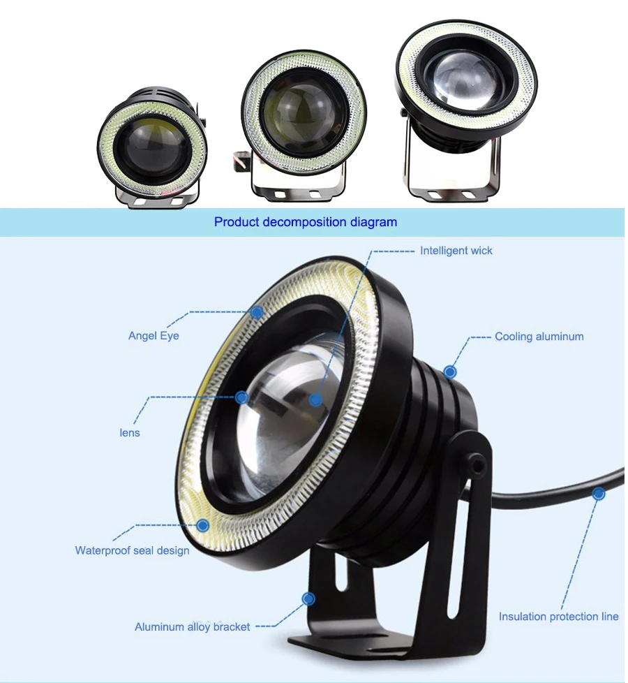 GEETANS 2 шт. Водонепроницаемый светодиодный светильник для проектора с объективом