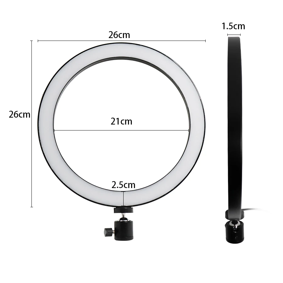 Светодиодная кольцевая лампа Mezher Light10 &quot/26 см 6500K для селфи студийная