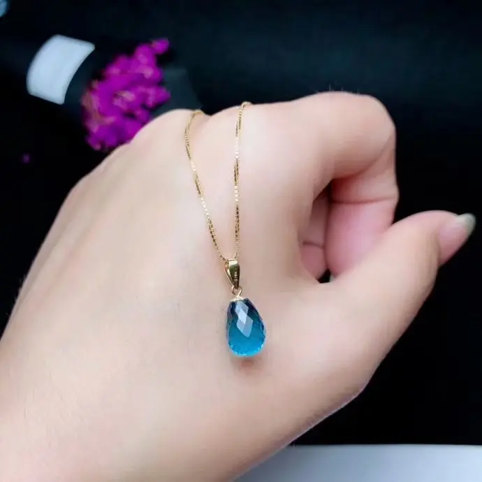 SHILOVEM 18k желтое золото натуральные синие Подвески с топазом без ожерелья