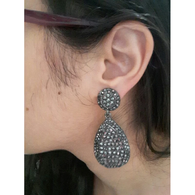 New fashion women statement new design big black crystal stud Earrings for women fashion earring Factory Price wholesale