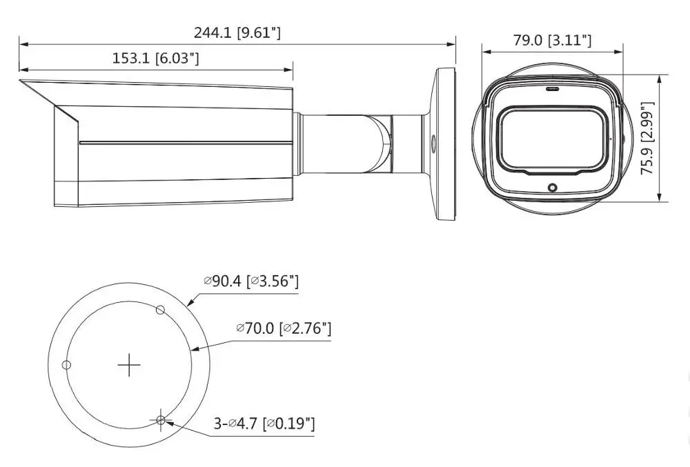 Dahua HAC-HFW2402T-I8-A-S2 4MP Starlight+ HDCVI IR Bullet Camera CCTV Audio in interface built-in mic |
