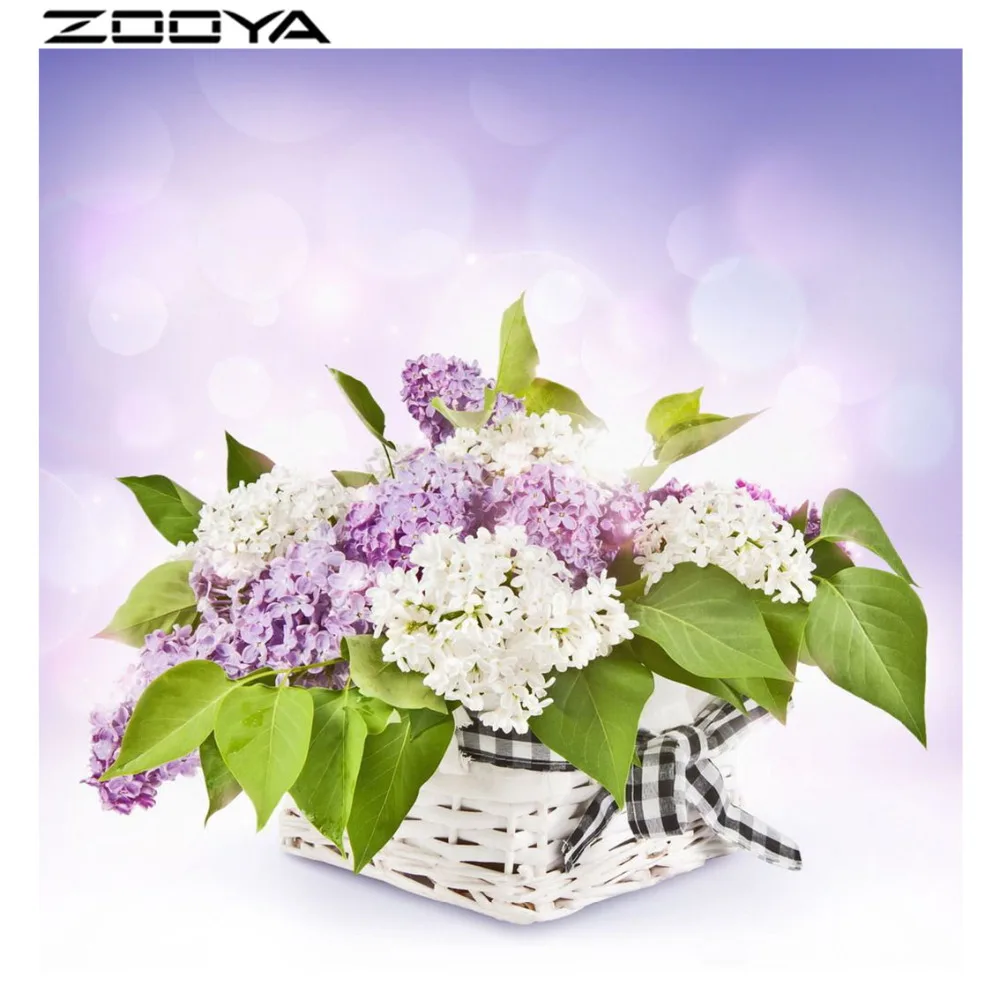 ZOOYA 3D Алмазная живопись вышивка крестиком сиреневые цветы мозаичные картины DIY