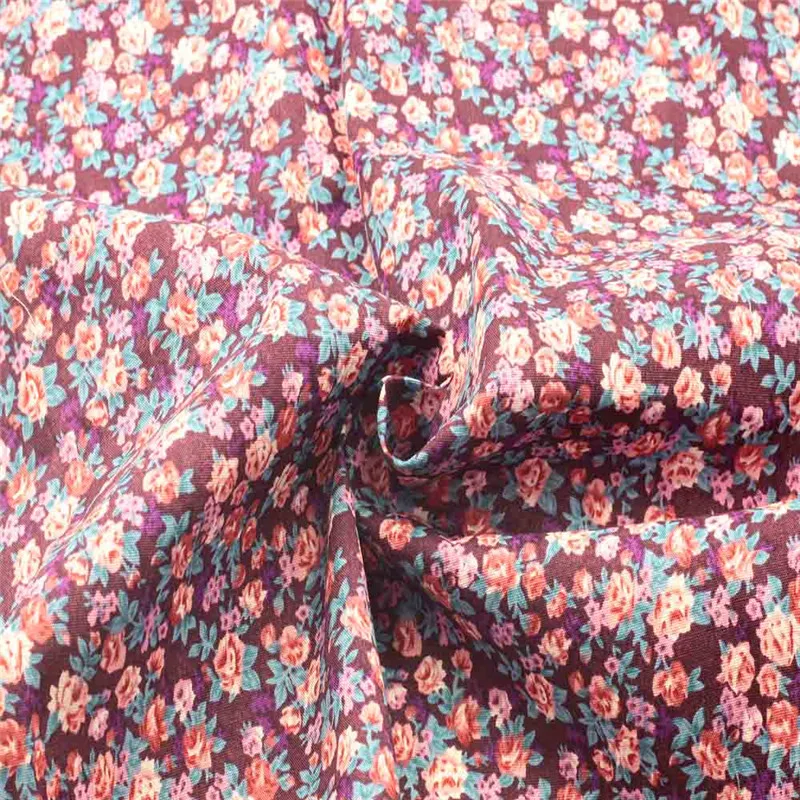 Фиолетовый цветок поплин Бамбук Ткань постельное белье хлопок ткань для одежды