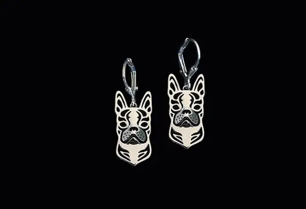 Уникальный ручной работы полые Бостон серьги в виде терьера с собаками любителей