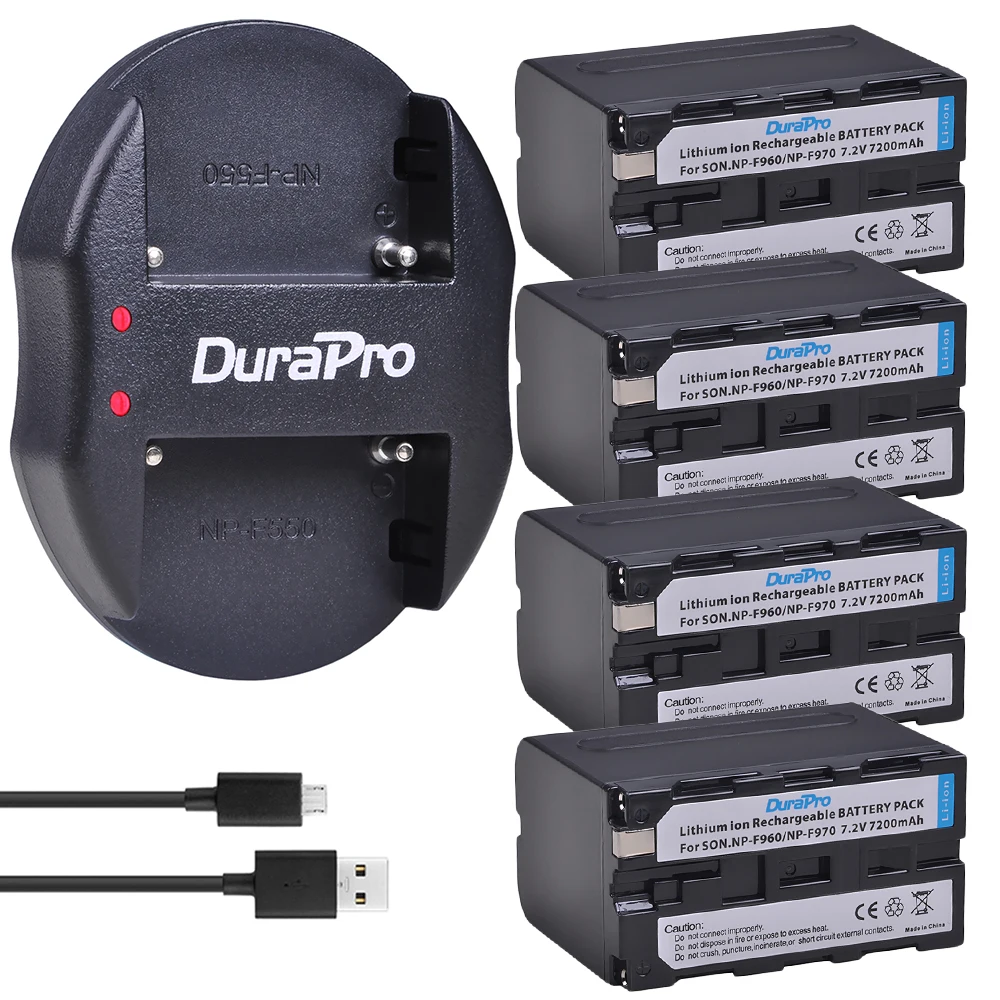 Цифровой аккумулятор SONY NP F960 F970 F950 F330 F550 F570 F750 F770 MC1500C 190P 4 шт. 7200 мА/ч с двойным
