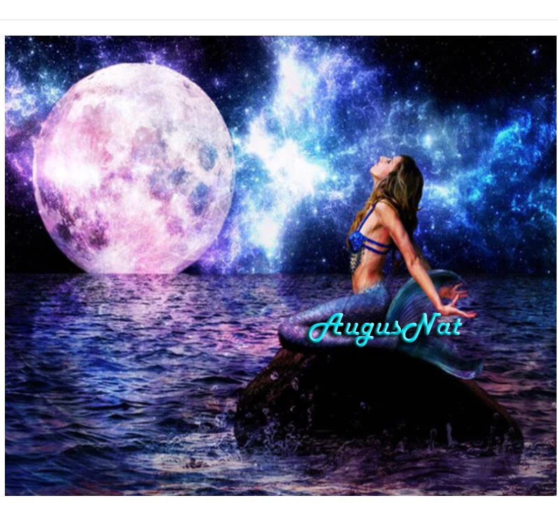 Круглая луна алмазная живопись вышивка крестиком ночное настенное искусство