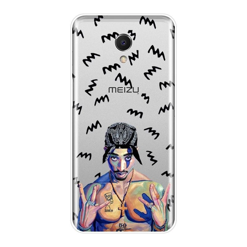 Задняя крышка для Meizu M6 M6S M6T M5 M5C M5S M3 M3S M2 силиконовый мягкий чехол Rapper 2Pac Tupac Note