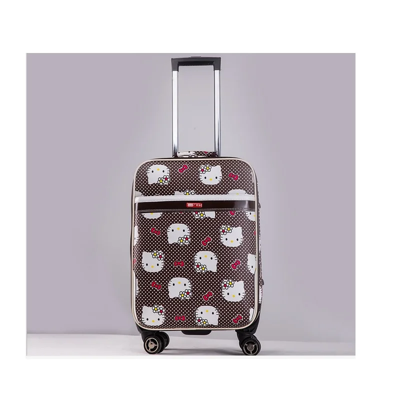 brown Новинка 24 дюймов Hello kitty Spinner дорожные наборы чемоданов Дети Студенческие женщины тележки на колёсиках багаж EMS/DHL - Цвет: brown