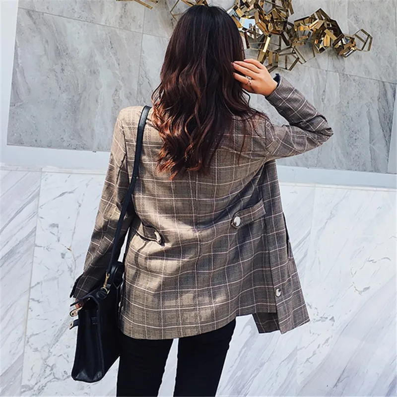 Женский блейзер на осень и зиму модная повседневная офисная куртка 2018 двубортный