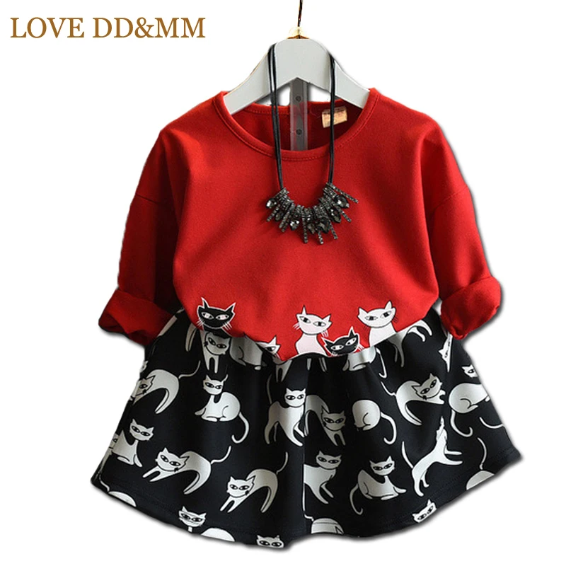 Комплекты одежды LOVE DD & MM для девочек новинка футболка с мультяшным котом + юбка