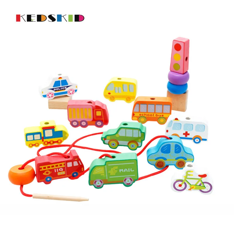 Wooden Animal Fruit Block stringing beaded Toys For Children Learning &amp Education Colorful Products Kids Toy | Игрушки и хобби