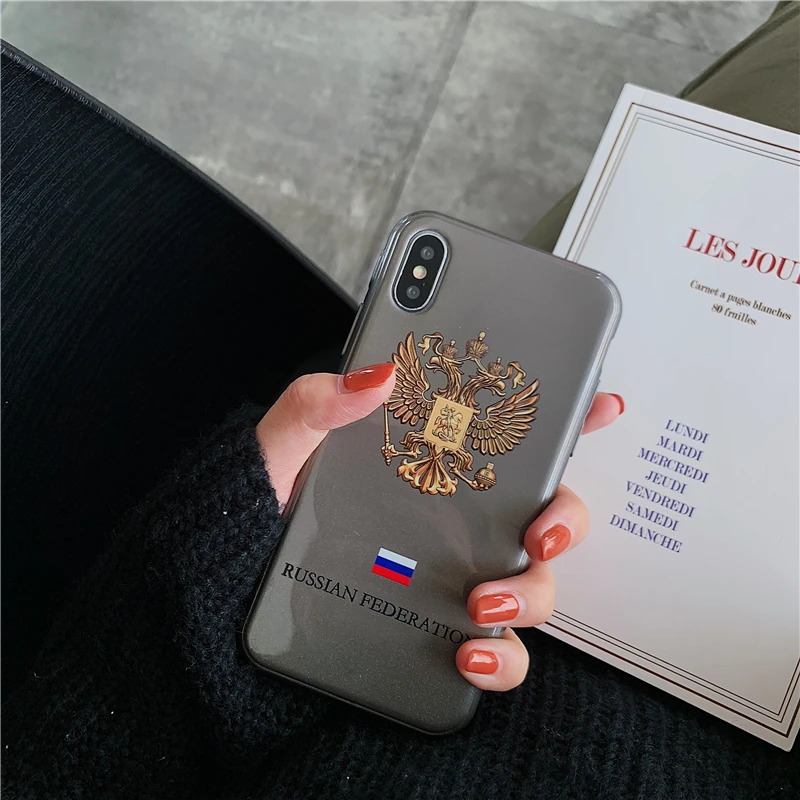 Чехол для телефона с эмблемой Российской Федерации и национальным флагом для iPhone X XS Max XR 11 Pro 7 8 6 6S Plus Блестящий сверкающий мягкий чехол из ТПУ