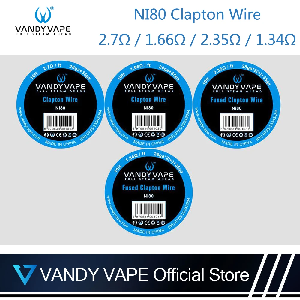 Оригинальный Vandy vape Clapton Ni80 провод 1.66ohm 2.7ohm 1.34ohm 2.35ohm 10ft для Vandyvape танк электронная