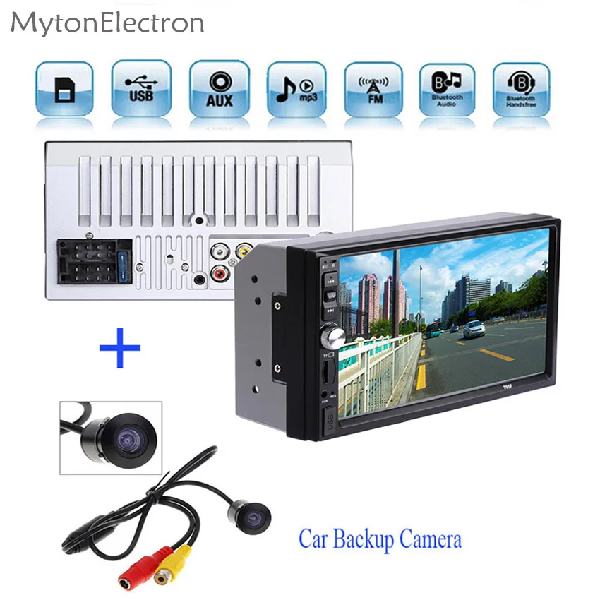 Автомобильная камера заднего вида для парковки + 2 DIN Bluetooth аудио 7 &quotHD сенсорный