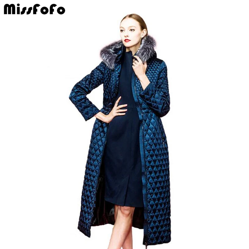 MissFoFo женские хлопковые пальто CLJ куртка парки тонкий меховой воротник женская