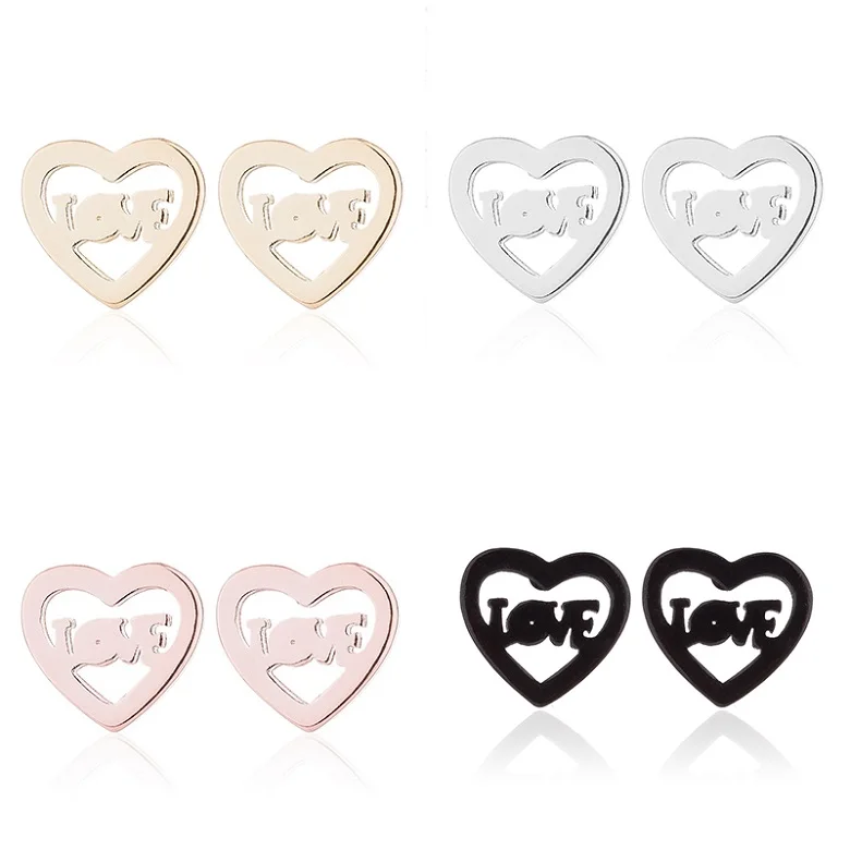 Yiustar New Arrival Romantic Earings for Girls Kids 304 Stainless Steel Stud Earrings Cute Tiny Love Earrings Jewelry Kids Gifts