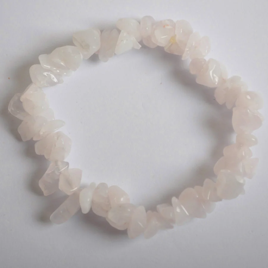 Натуральный чип бусины Сердолик Lapis Howlite кристалл гранат тигровый глаз Турмалин мукаит изображение эластичный браслет с камнями 8 дюймов - Окраска металла: Rose Quartz