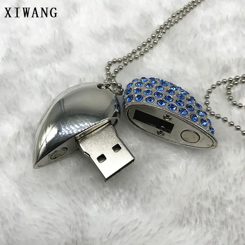 Usb флеш-накопитель 128 ГБ памяти usb 2,0 металлическая кристальная usb-флешка 4 ГБ 8 ГБ 16 ГБ 32 ГБ 64 Гб флеш-накопитель сердце для любви
