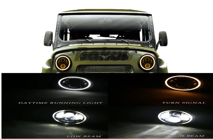 Для Lada 4x4 urban Нива 60 Вт 7 дюймов светодиодный фары высокий низкий пучок Ангел глаз