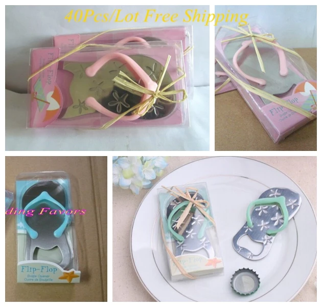 (40 шт./лот) пляжный свадебный подарок шлепанцы открывалка для бутылок свадебные