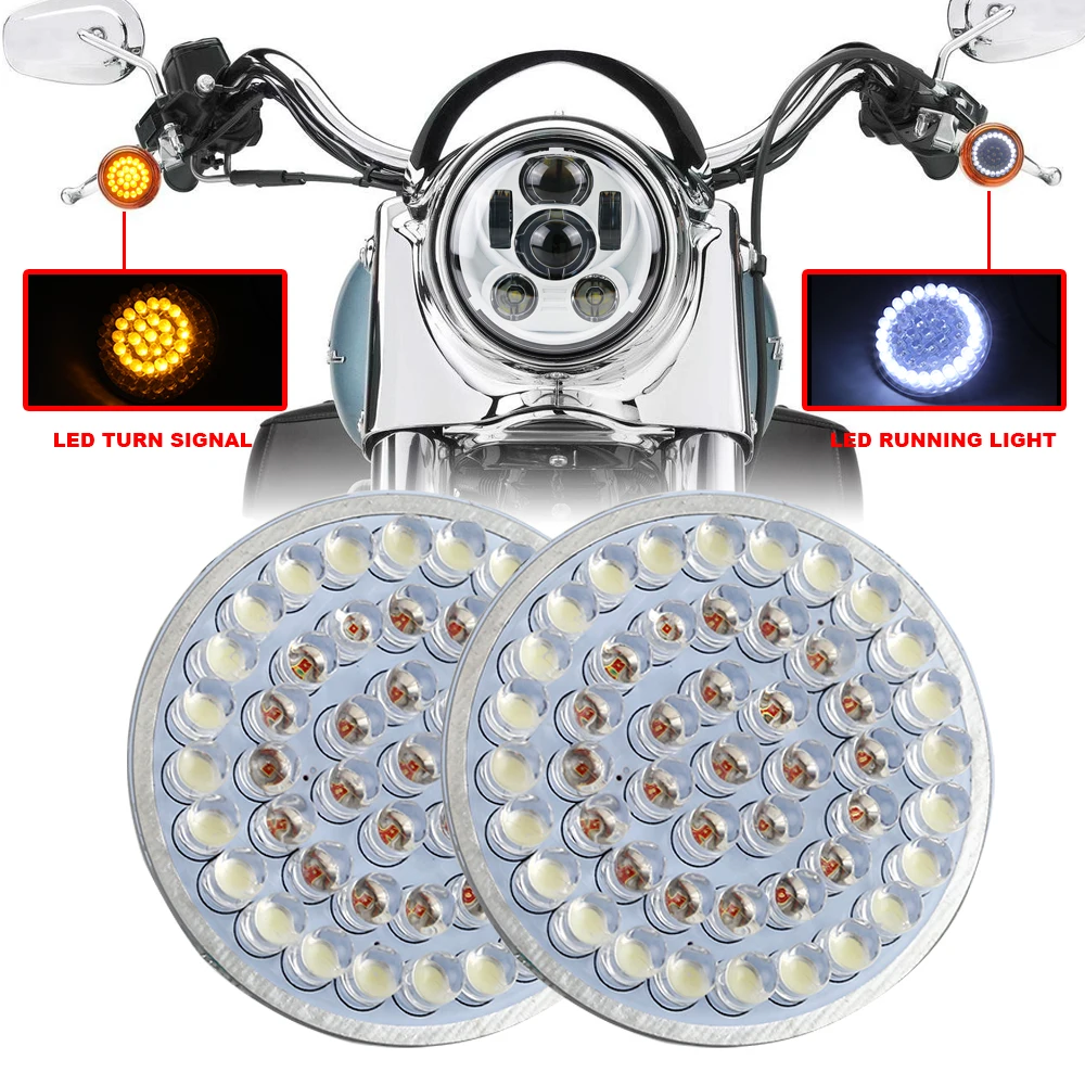 2 шт. 50 мм красный/янтарный светодиодный указатель поворота Runing Light insert 1157 LED набор