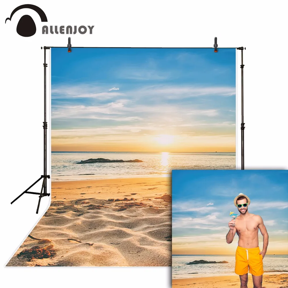 Фон для фотосъемки Allenjoy с изображением пляжа заката голубого неба праздника