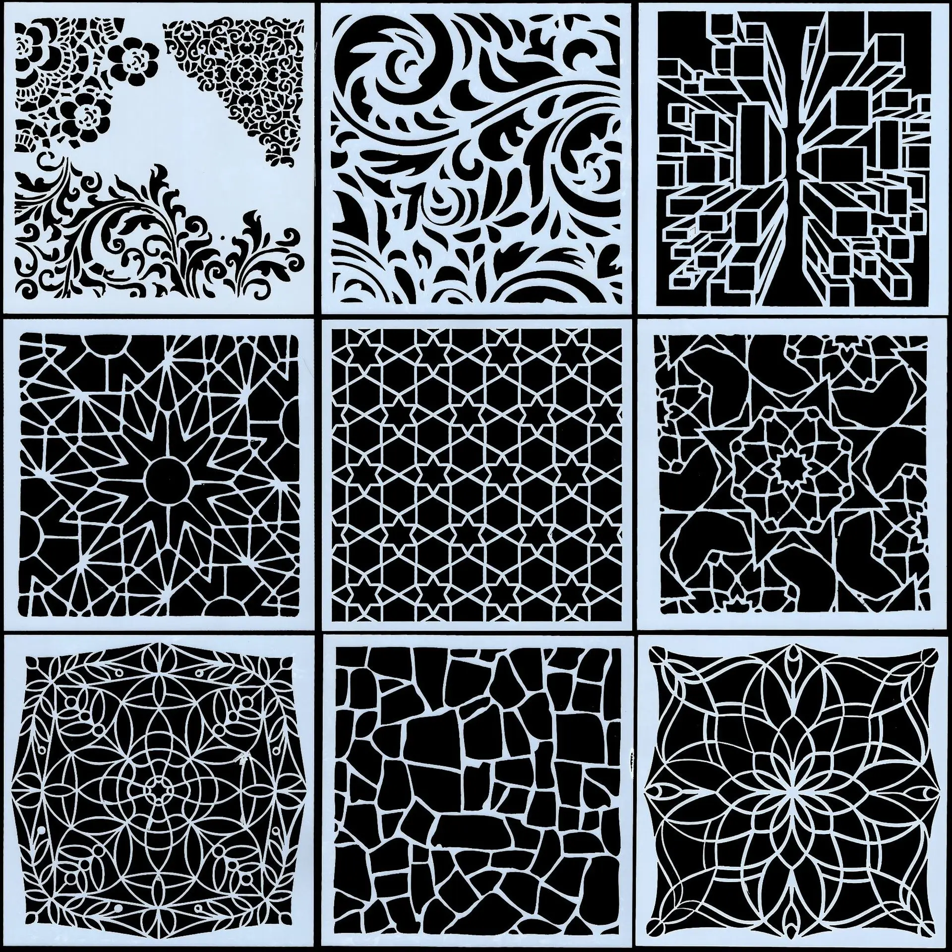 

9Pcs/Set 13cm Vintage Texture DIY Craft Layering Stencils Painting Scrapbooking Stamping Embossing Album Paper Card Template