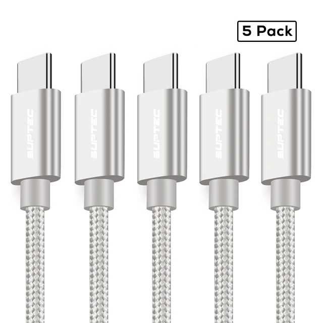SUPTEC 5 упаковка usb type-C кабель для samsung S9 S8 Note 9 2A зарядное устройство Быстрая зарядка type-C кабель для huawei Xiaomi Mi 8 Oneplus 6 5 - Цвет: Silver