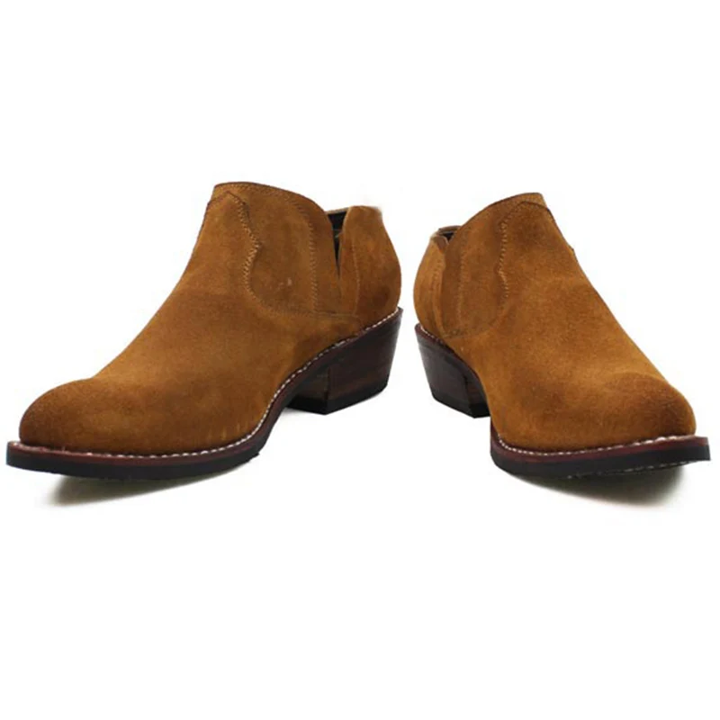 Мужские замшевые ковбойские ботинки ручной работы из воловьей кожи в западном