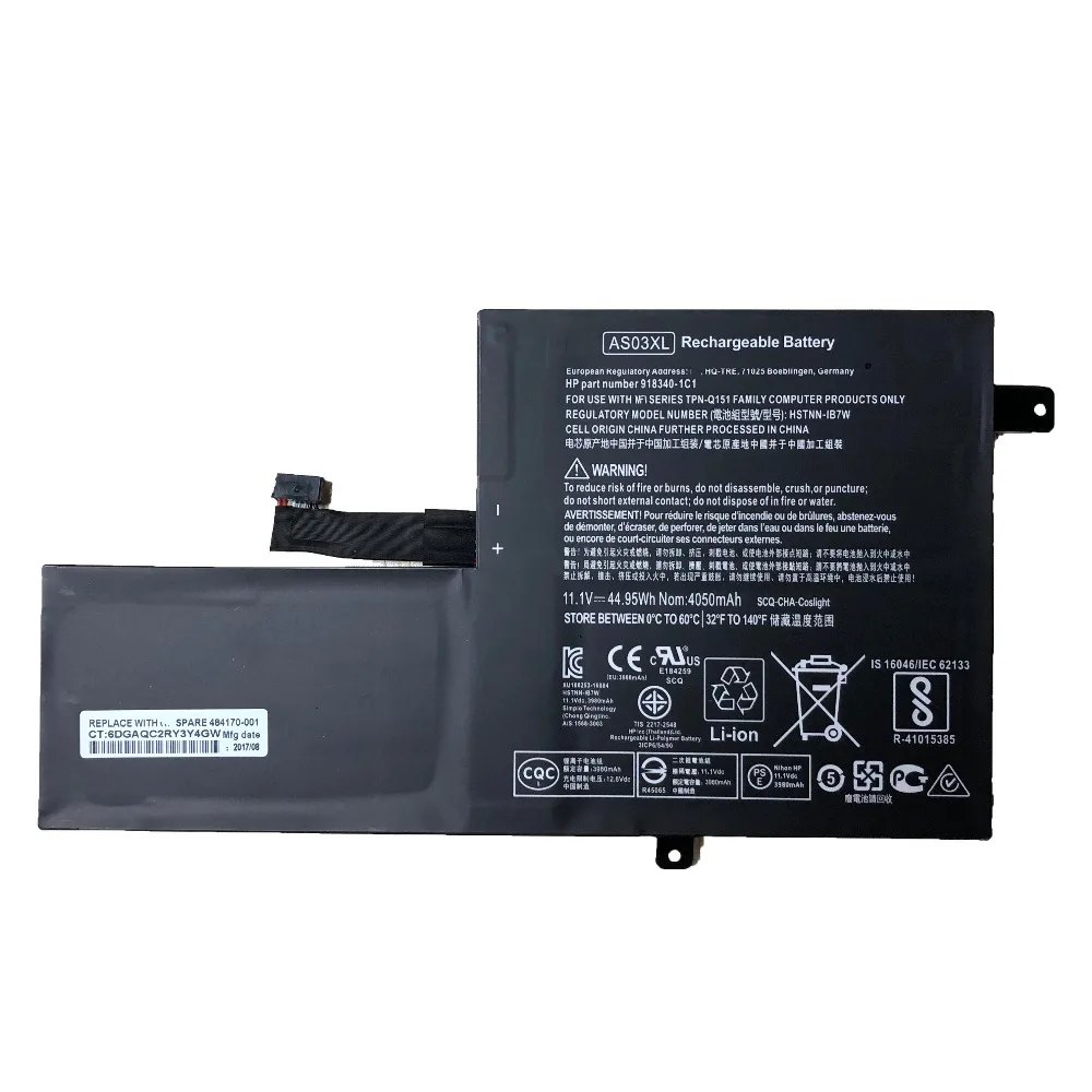11.1v 44.95Wh/4050mAh AS03XL new original Battery For HP HSTNN-IB7W 918340-1C1 TPN-Q151 918340-171 | Компьютеры и офис