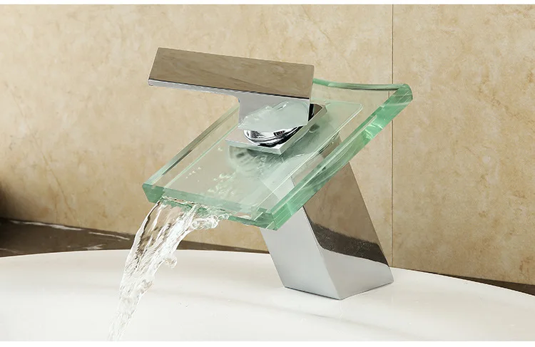 Стеклянный кран Водопад для ванной комнаты с одной ручкой смеситель раковины