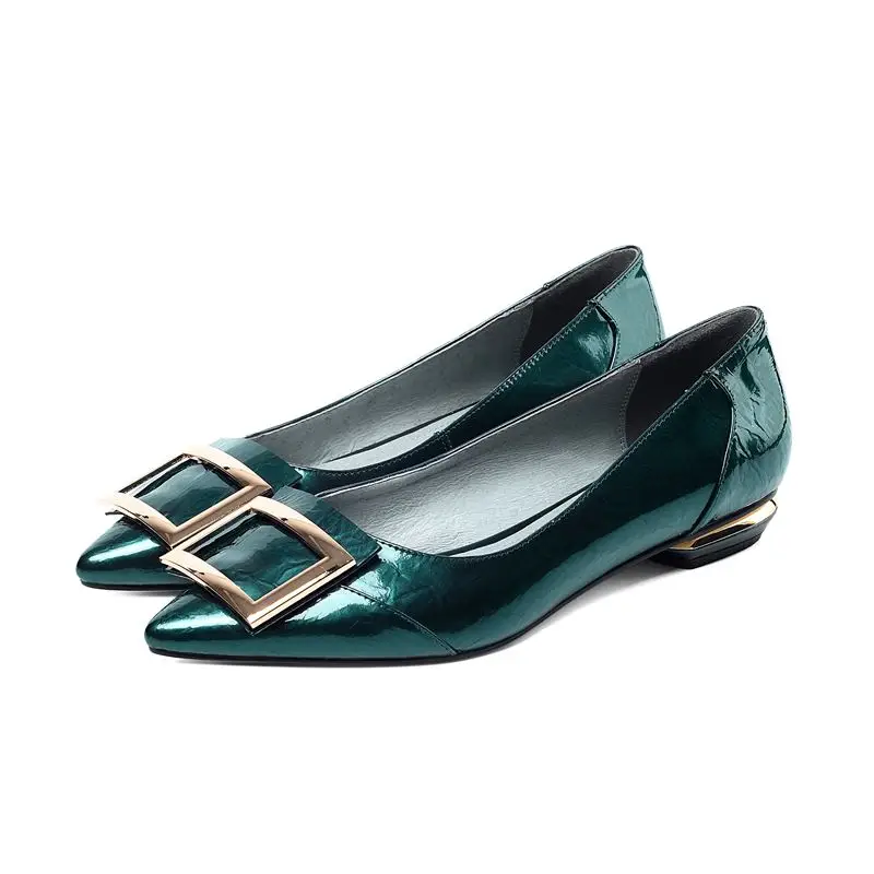 as picture ALLBITEFO full genuine leather low-heeled comfortable office ladies shoes high quality women heels party women shoes size:33-43 - Цвет: as picture