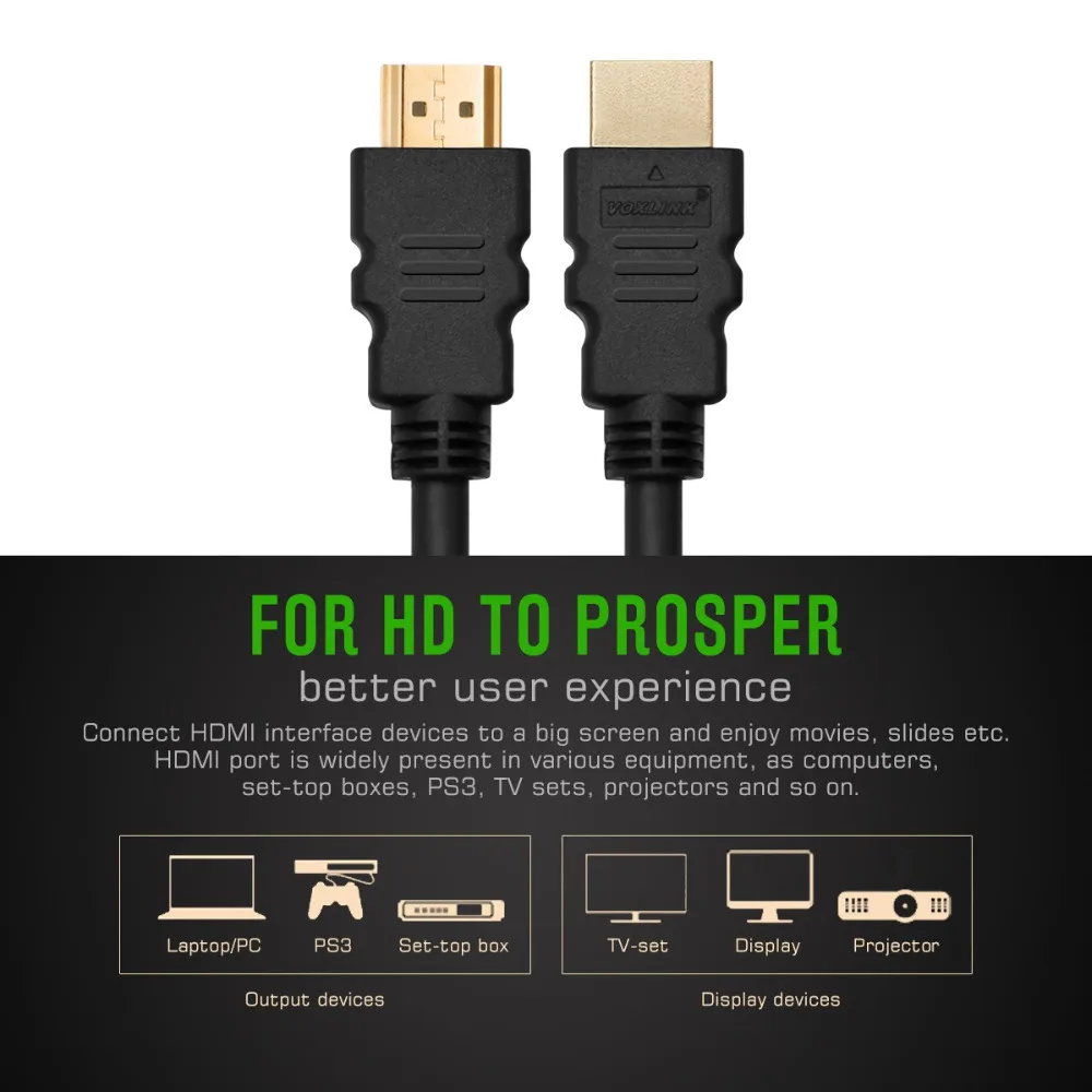 Voxlink 1 м OD5.5MM 2160 P Кабель HDMI 2.0 V2.0 1080 3D HDTV с Ethernet 24 К позолоченные 4 x 2 для dvd плееры