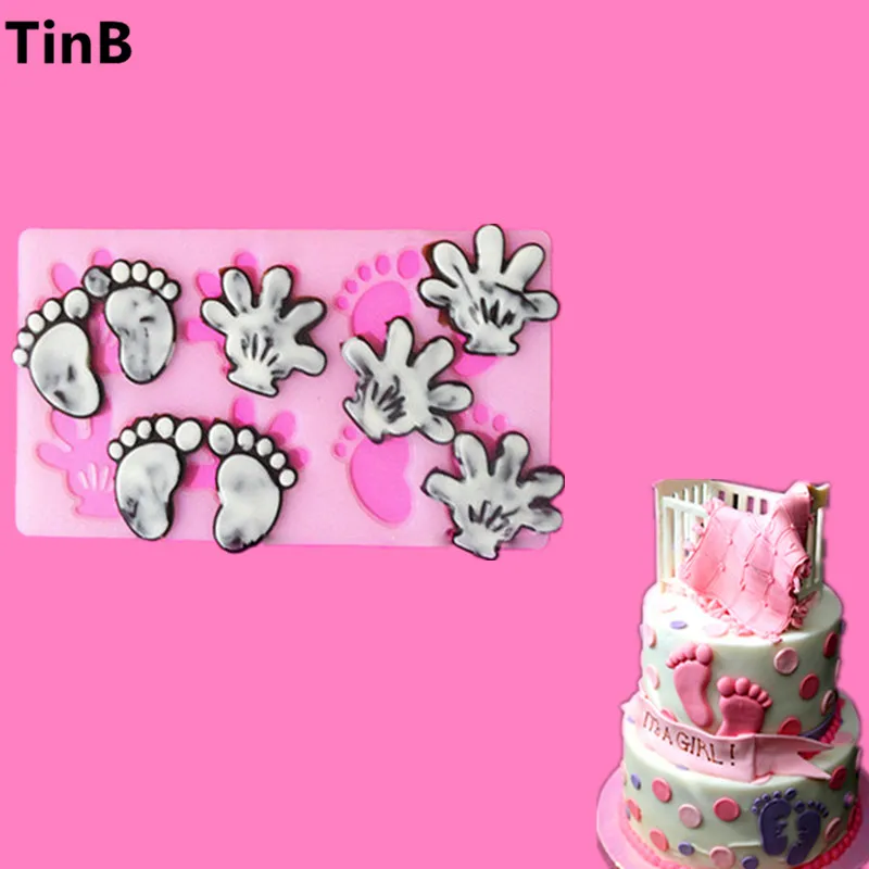 Горячие маленькие руки ноги шоколада конфеты Jello 3D силиконовые формы день