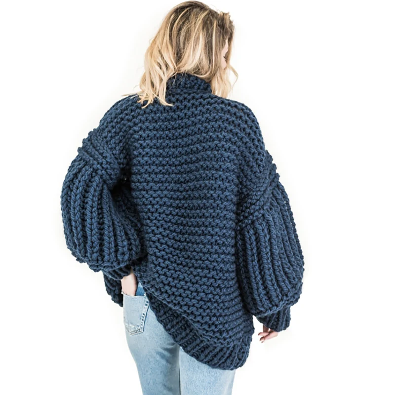 2018 Winter Women's Black thick Cardigan Sweater 5XL Handmade Crochet braided Streetwear Gray lady |