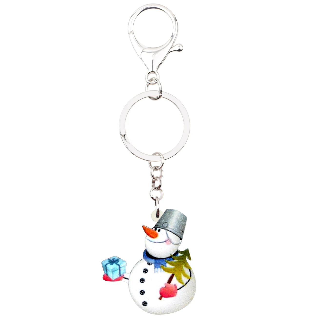 Брелок для ключей снеговика с елкой Bonsny из акрила - новогодний подарок и украшение для авто и сумок для женщин, девушек и леди в 2018 году.