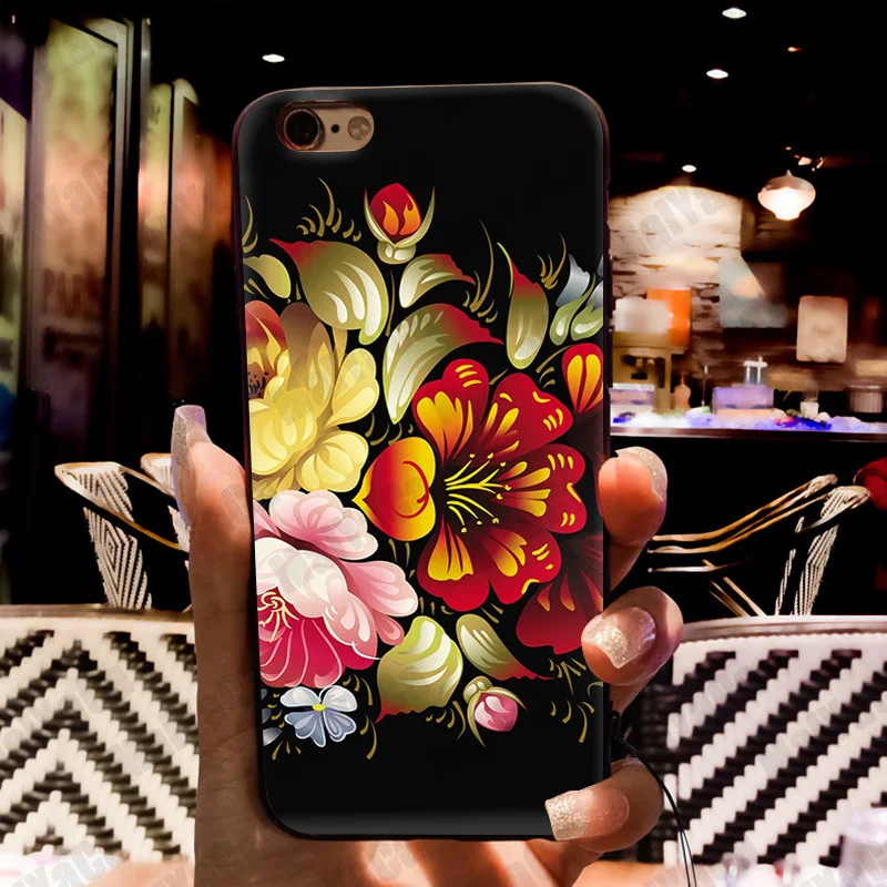 Хохлома русский цветок дизайн чехла для телефона iphone 11 12 Pro XR XS Max 8 7 6 6S Plus X 5 5S